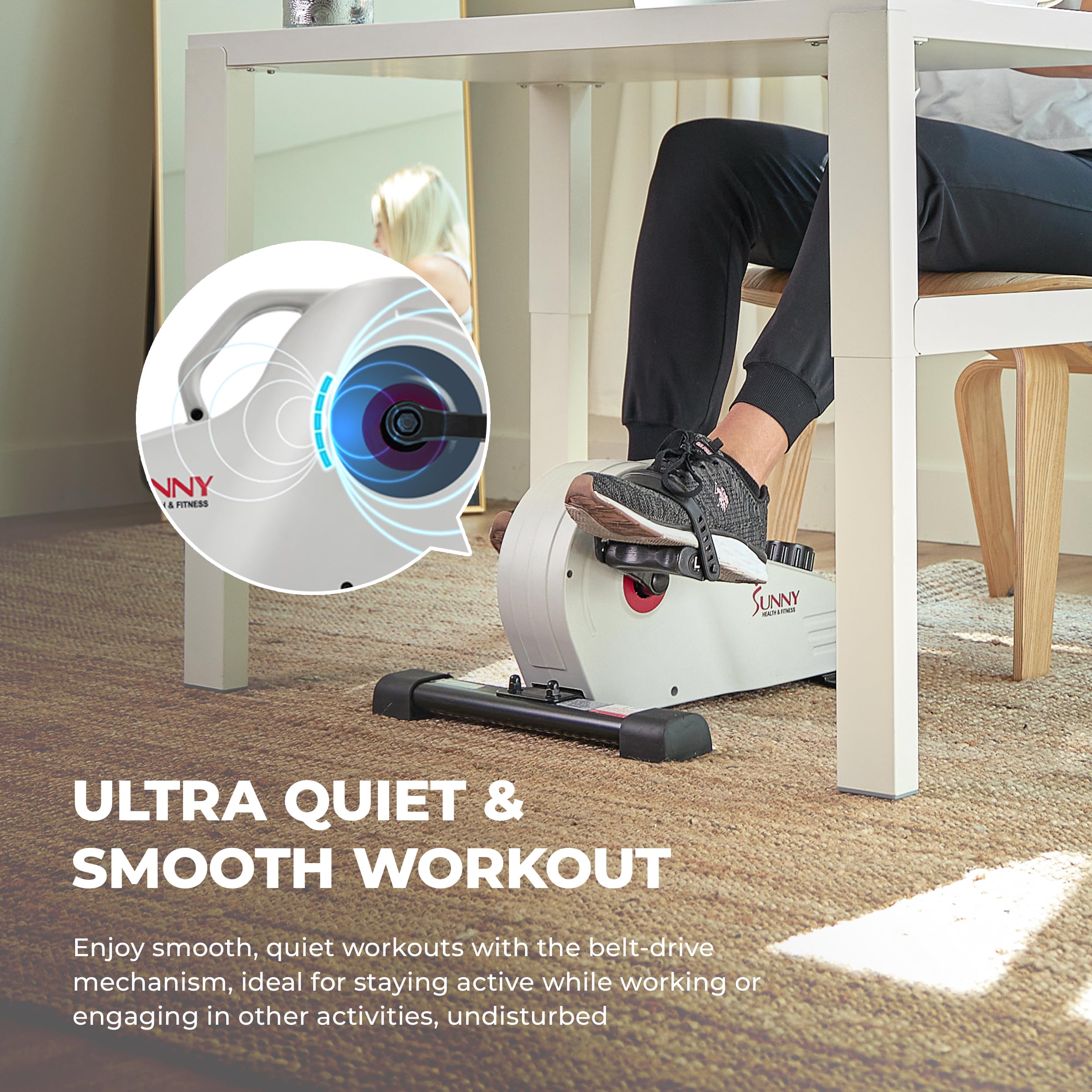 Sunny Health & Fitness Magnetic Under Desk Pedal Exerciser - Mini Bike