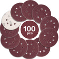 STEBRUAM 5 Inch 60 Grit Sanding Discs - 100PCS 8 Hole Orbital Pads