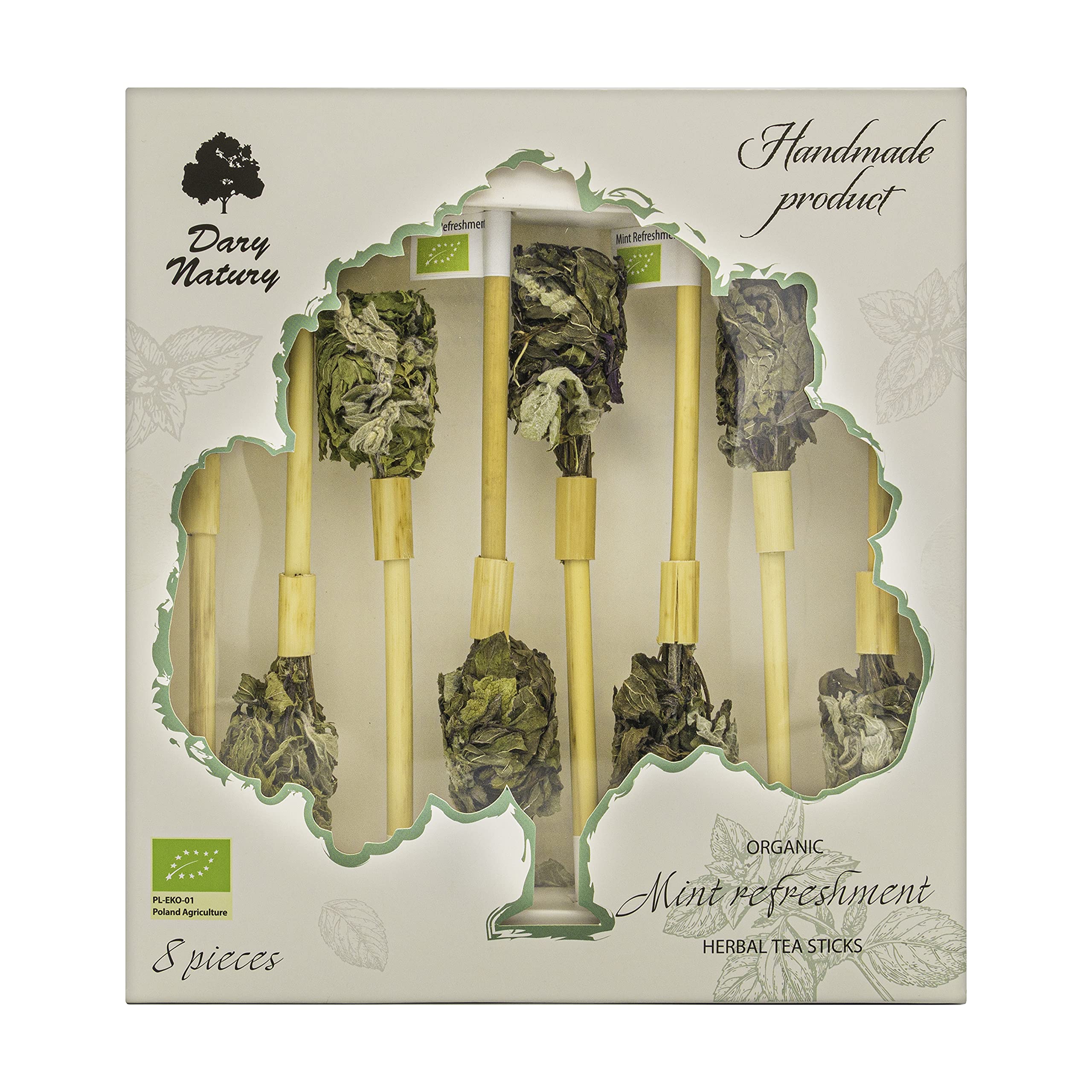 Jolof Store Organic Mint Herbal Tea Sticks – Handmade Gift Set (8 Pcs)