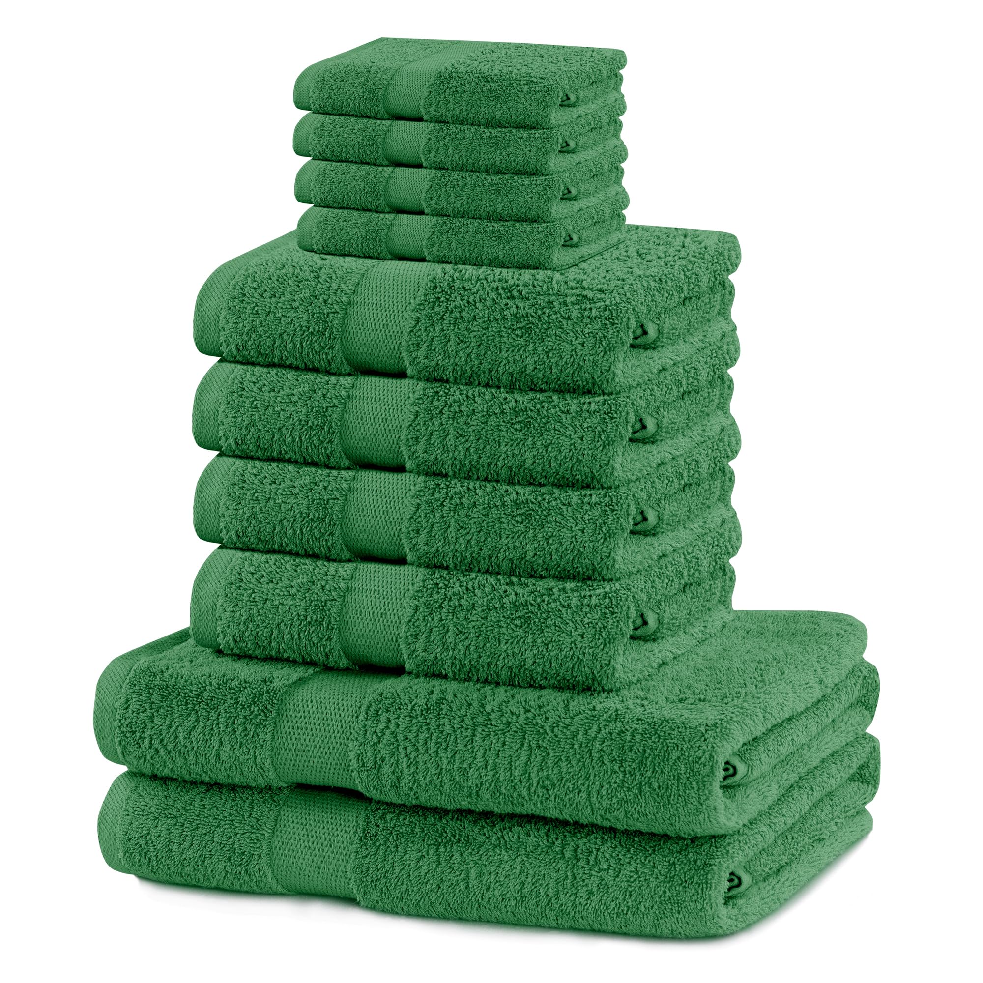 DecoKing 10-Piece Cotton Towel Set – 525 g/m² Absorbent Green Marina