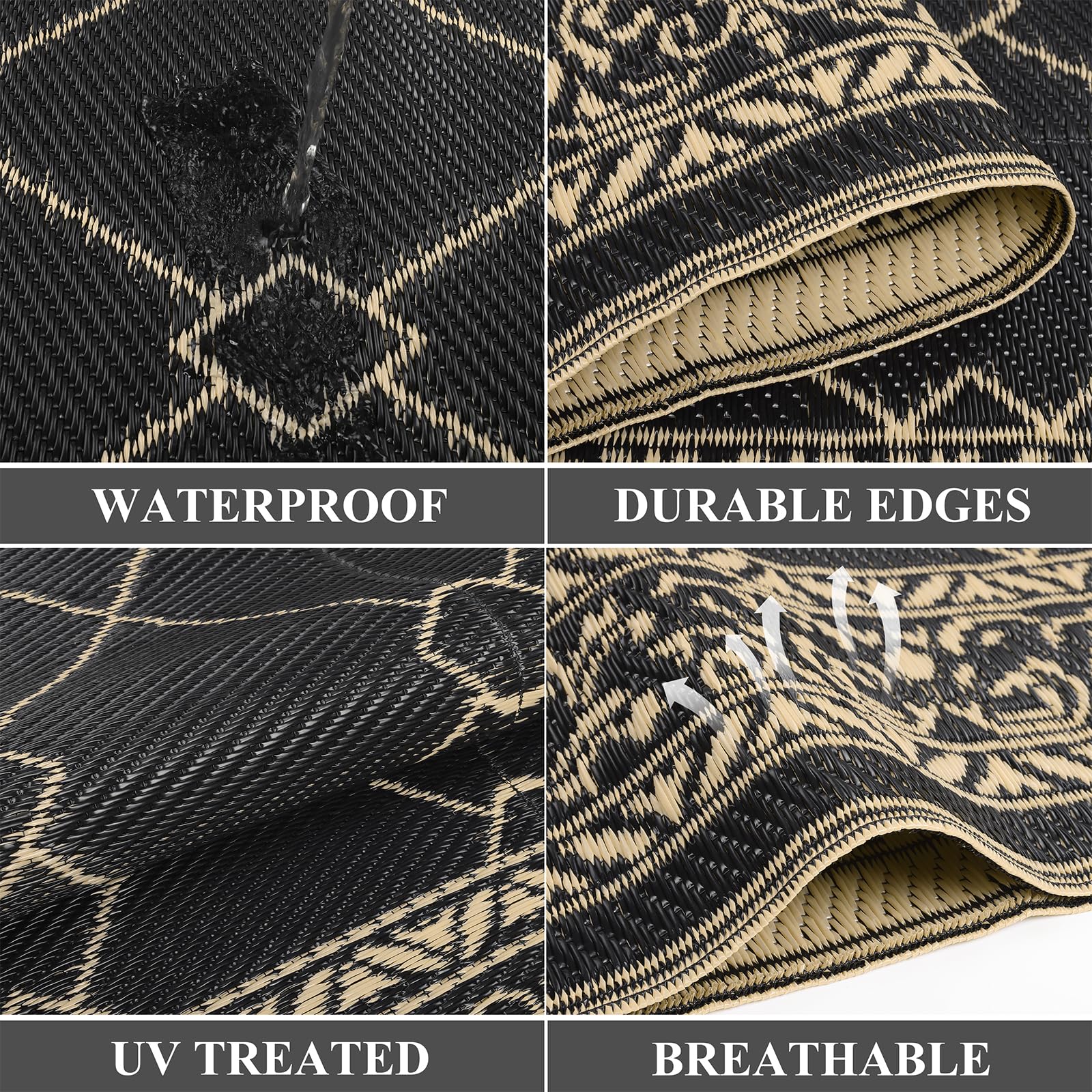 Enyhom Reversible Outdoor Rug | 150x240cm Waterproof Plastic Patio Mat