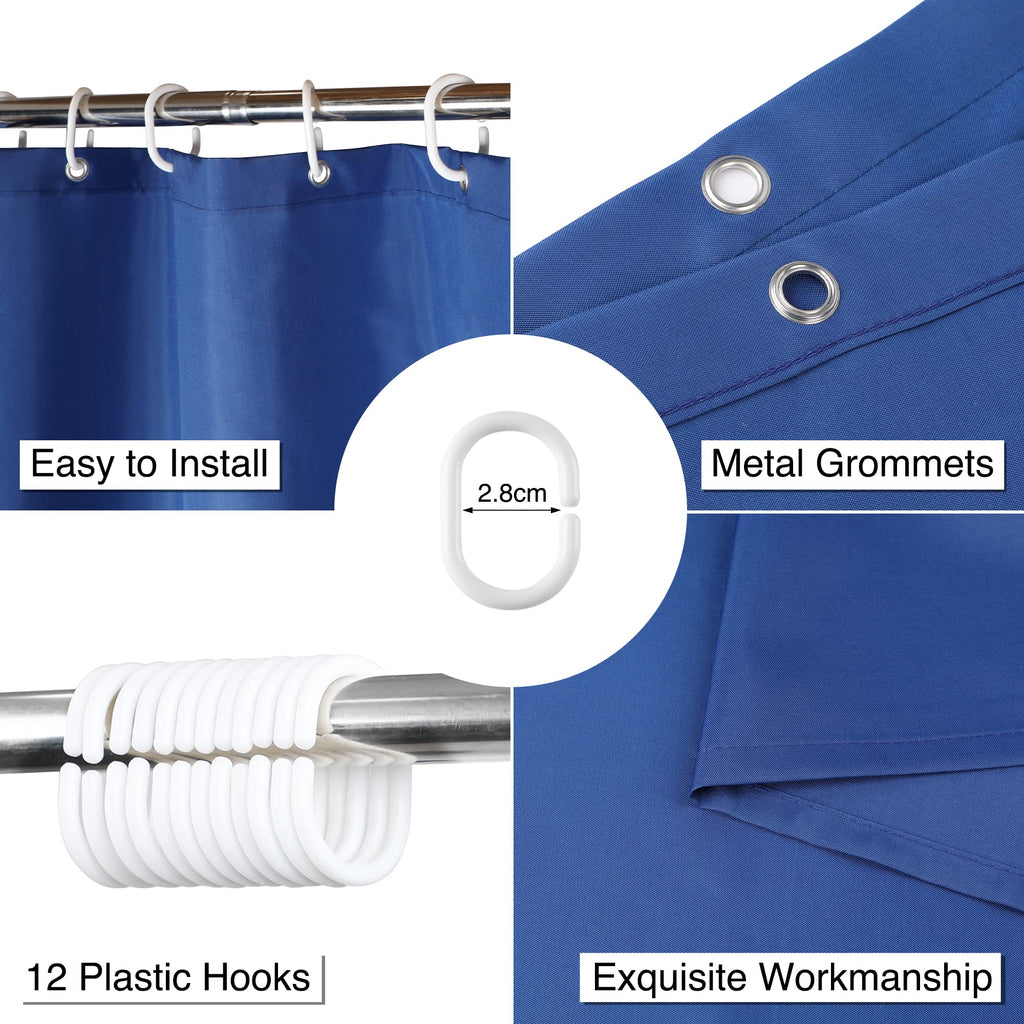 WELTRXE Shower Curtain Mould Proof Resistant, 180x180cm Waterproof Bathroom Curtain Set With Hooks, Weighted Hem - image 5