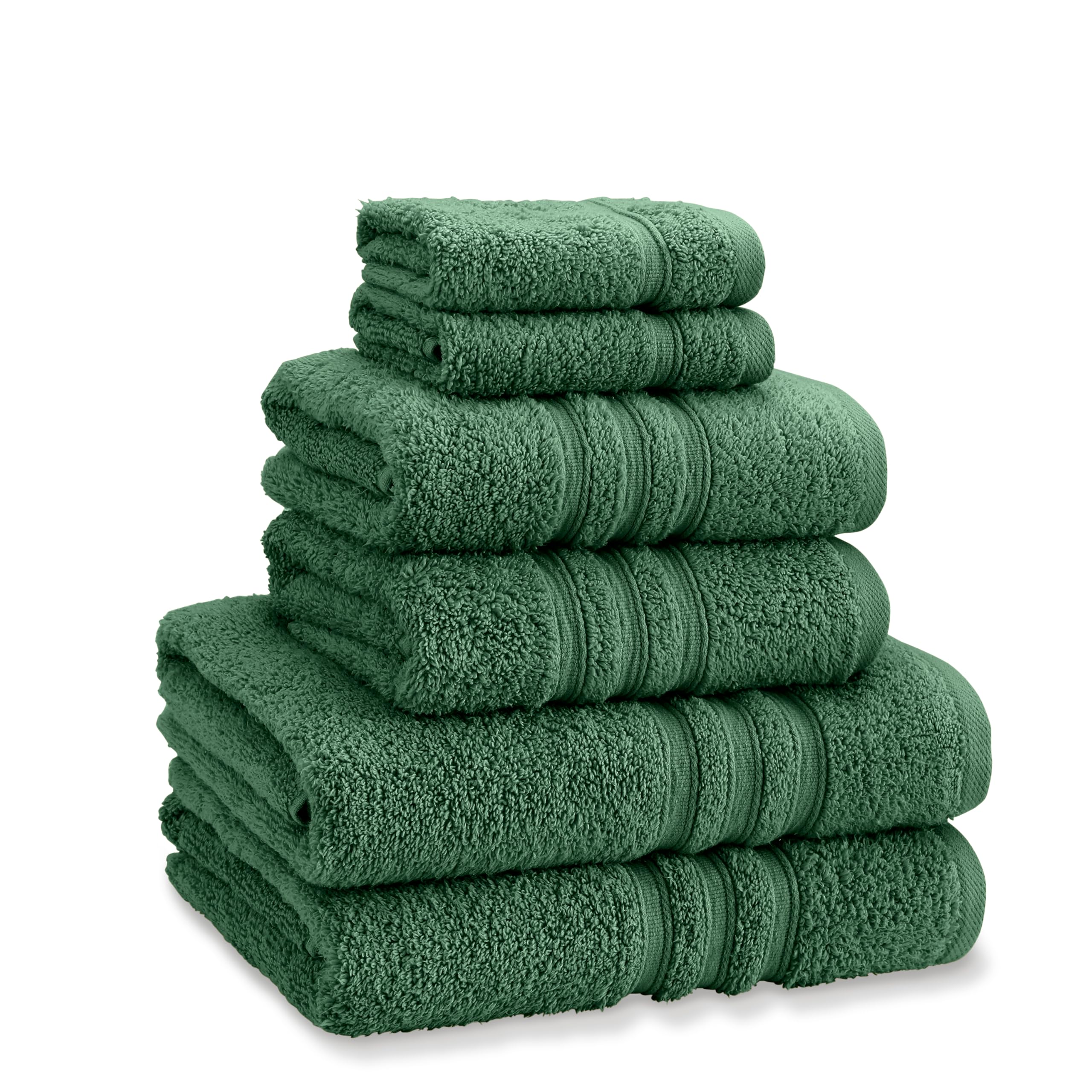 Catherine Lansfield Zero Twist 6 Piece Cotton Towel Bale Set - Dark Green