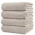 Polyte Microfibre Bath Towels | Quick Dry Waffle Weave, 4 Pack – Beige