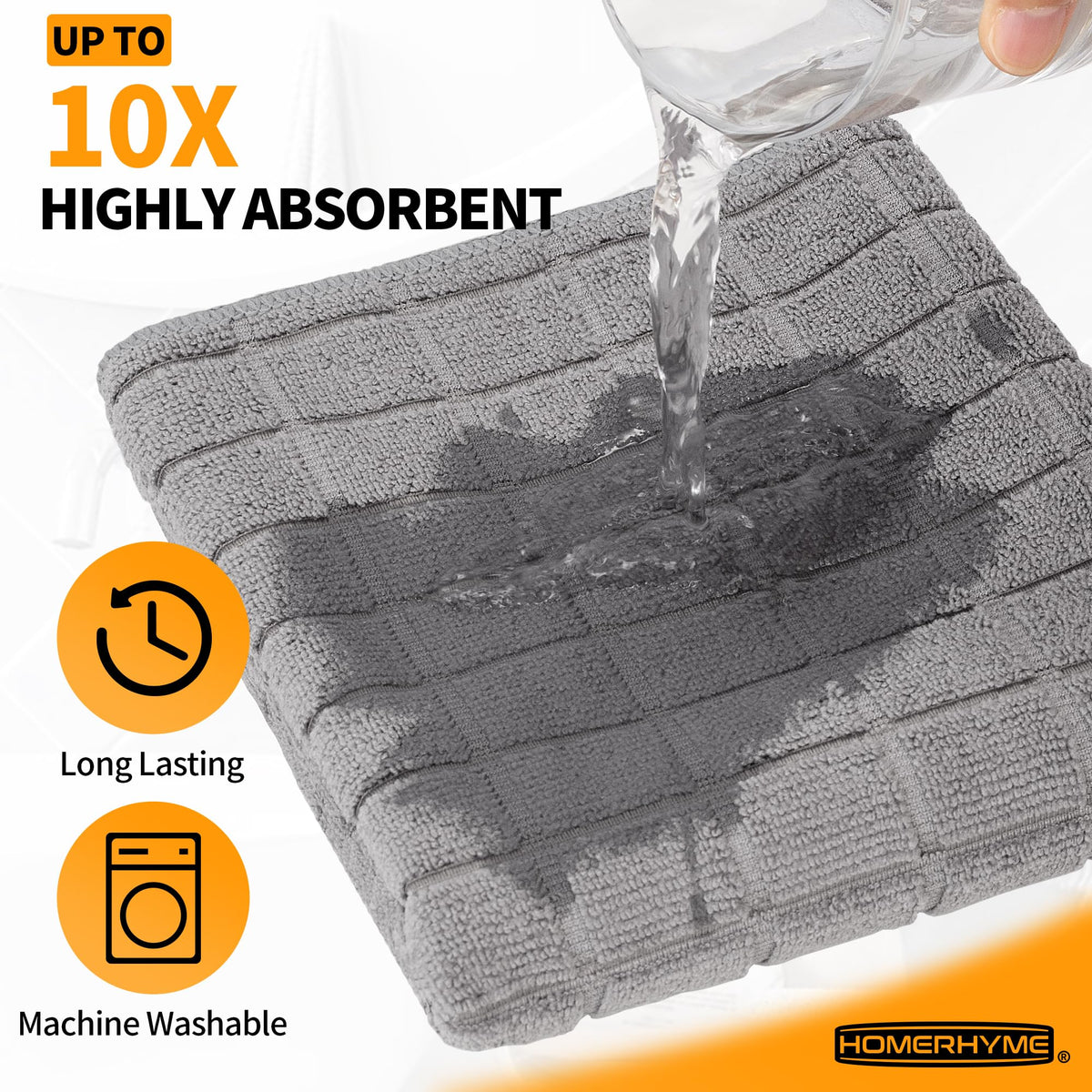 HOMERHYME Hand Towels, 12 Pack 25''*15'' Microfiber Bathroom Hand Towels, Grey All-Purpose Quick Dry Lint Free Soft Absorbent Bulk Checkered - image 5