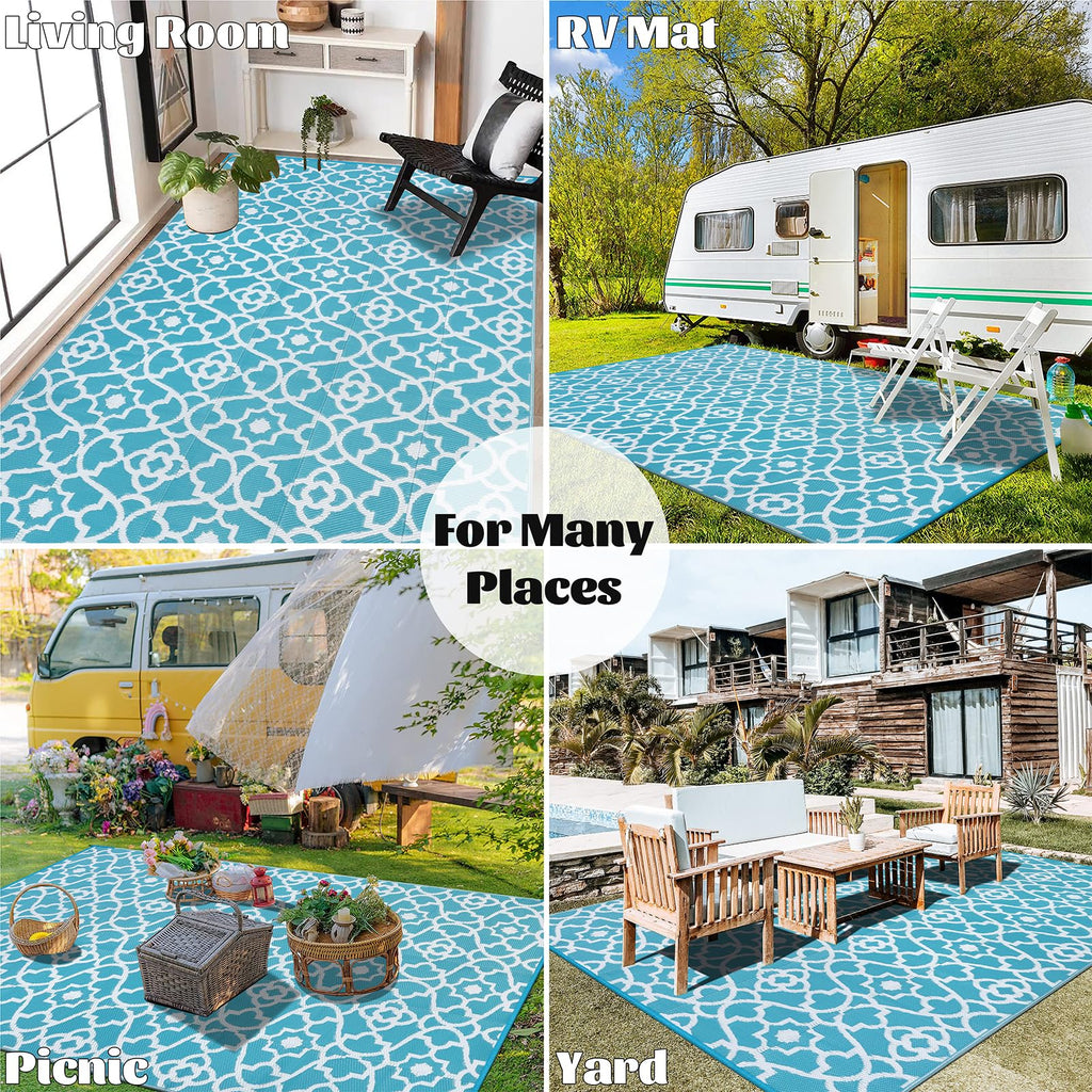Enyhom Outdoor Rug | 180x270cm Reversible Waterproof Plastic Straw Mat
