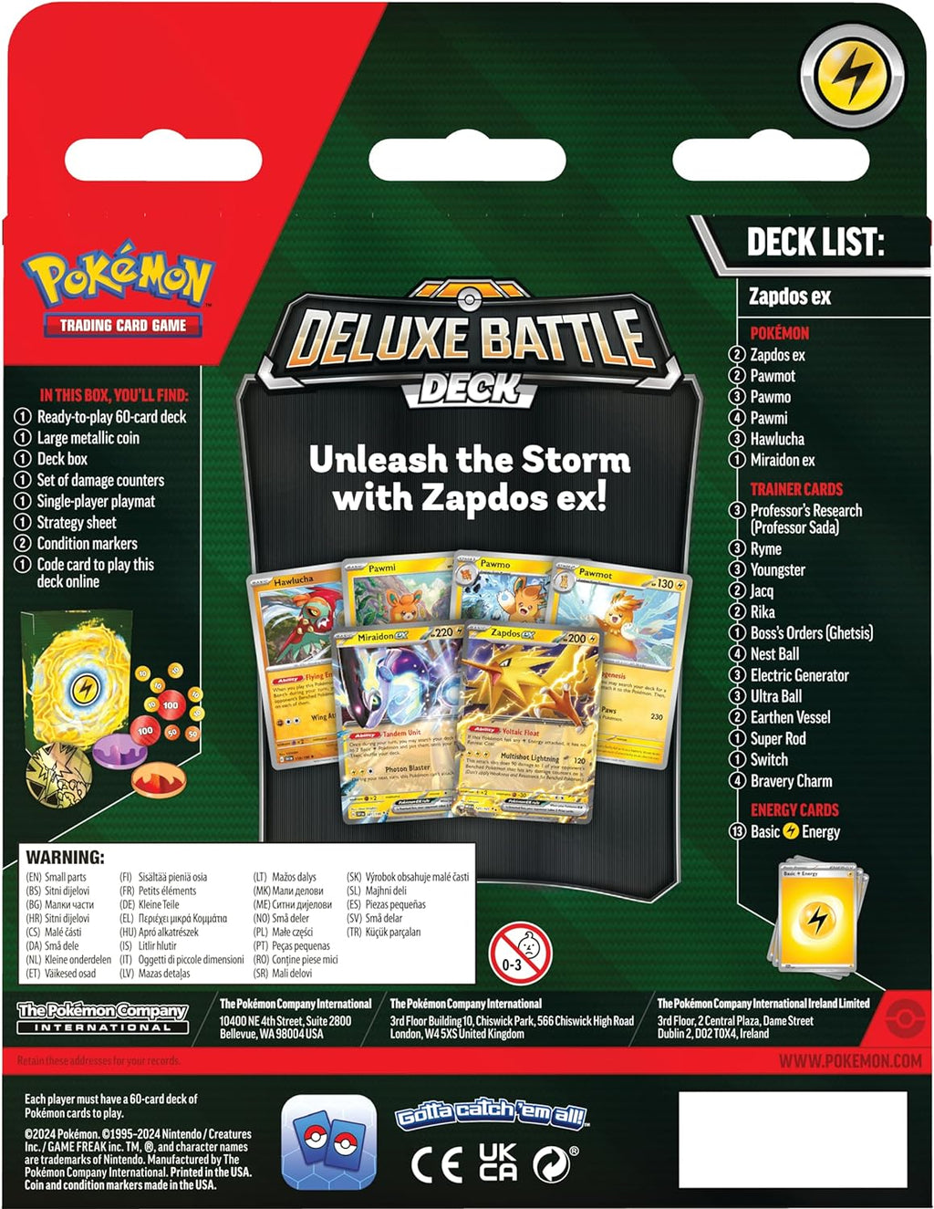 Pokemon TCG: Zapdos ex Deluxe Battle Deck - 60-Card Strategy Set