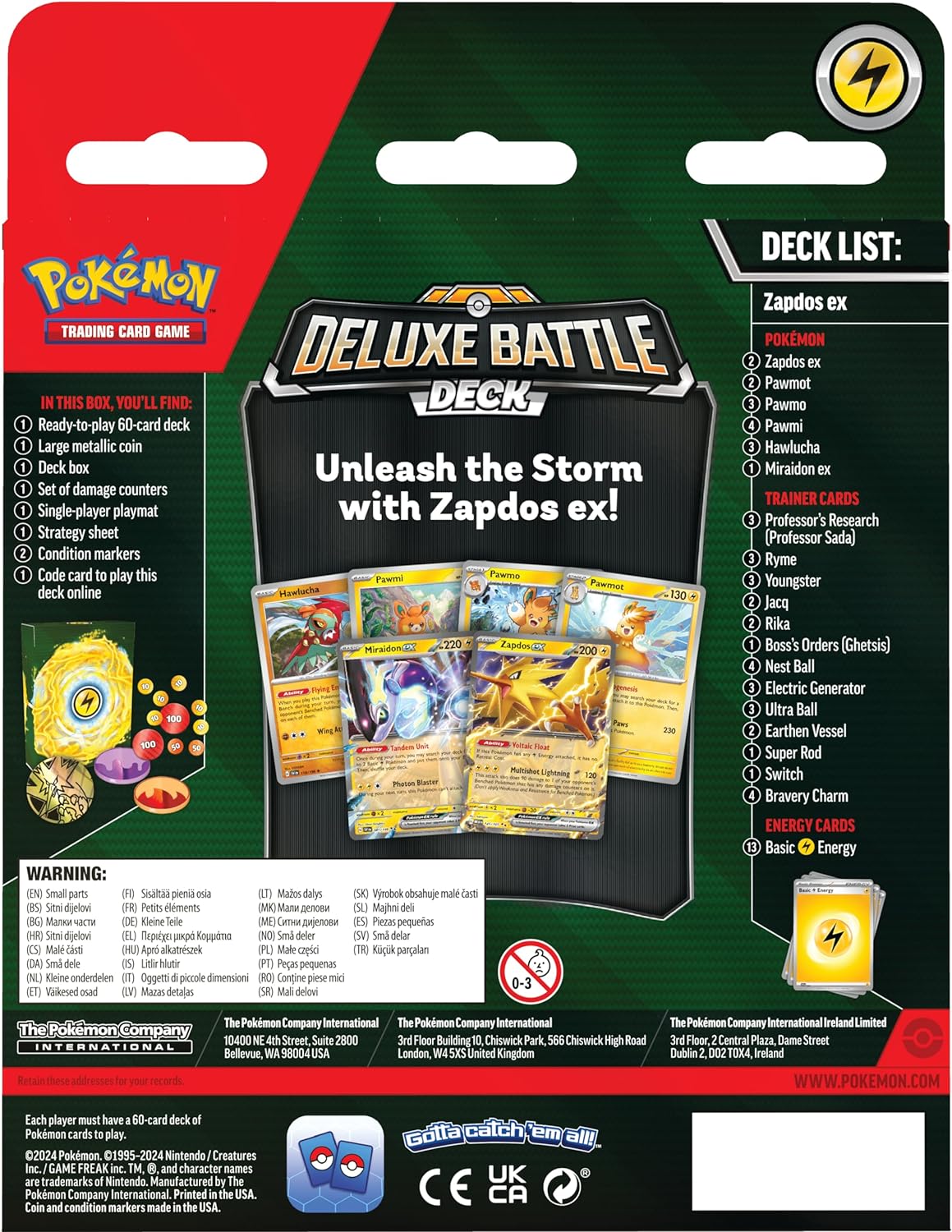 Pokemon TCG: Zapdos ex Deluxe Battle Deck - 60-Card Strategy Set