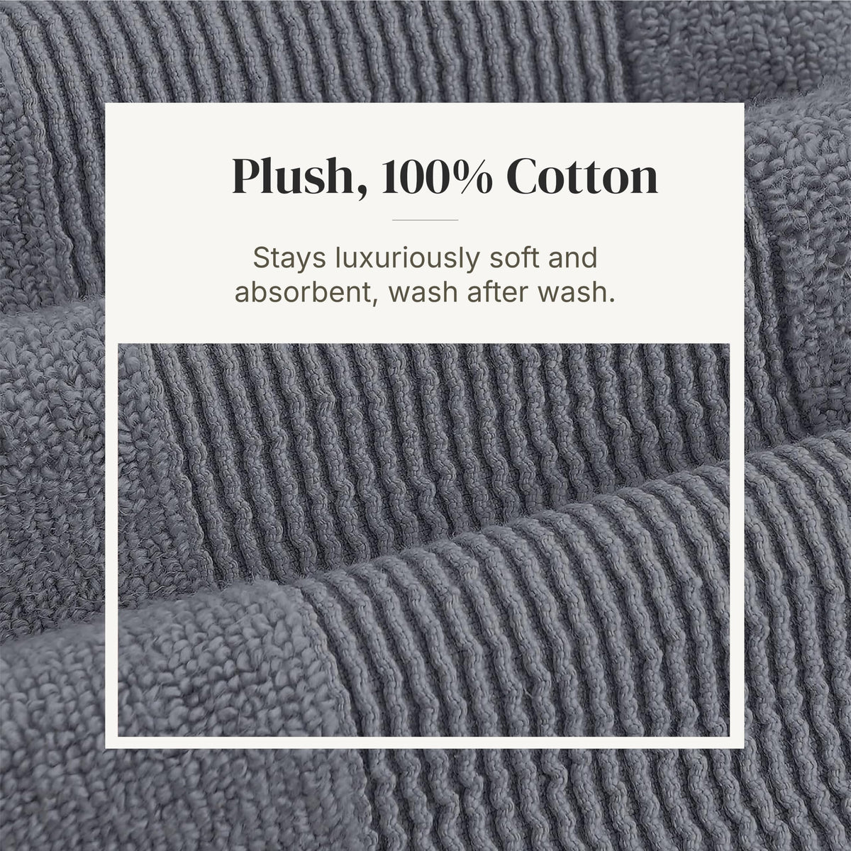 Modern Threads Amrapur Overseas 100% Combed Cotton Toilet Set, Charcoal, 6 pieces - image 5