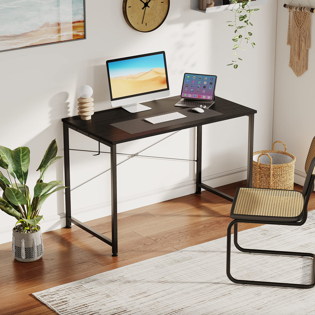 Flrrtenv 80cm Computer Gaming Desk | X-Shaped Metal Frame | Modern Black