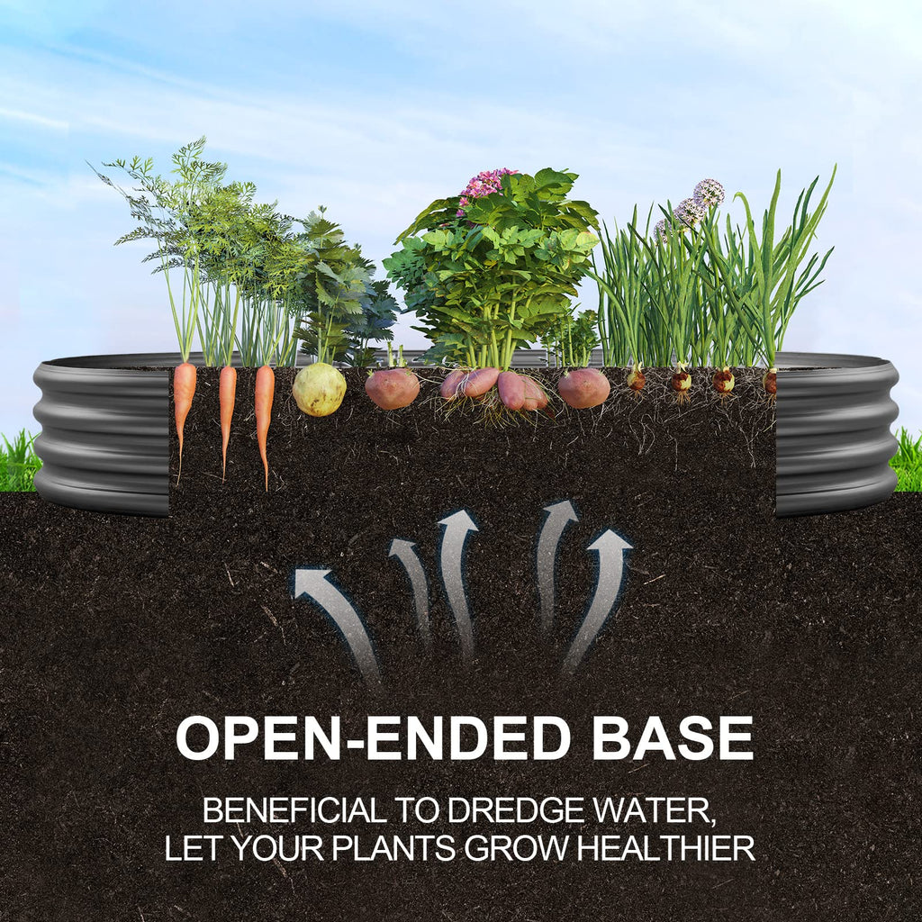 Land Guard Galvanized Raised Garden Bed, 4x2x1ft Oval Metal Planter, Grey