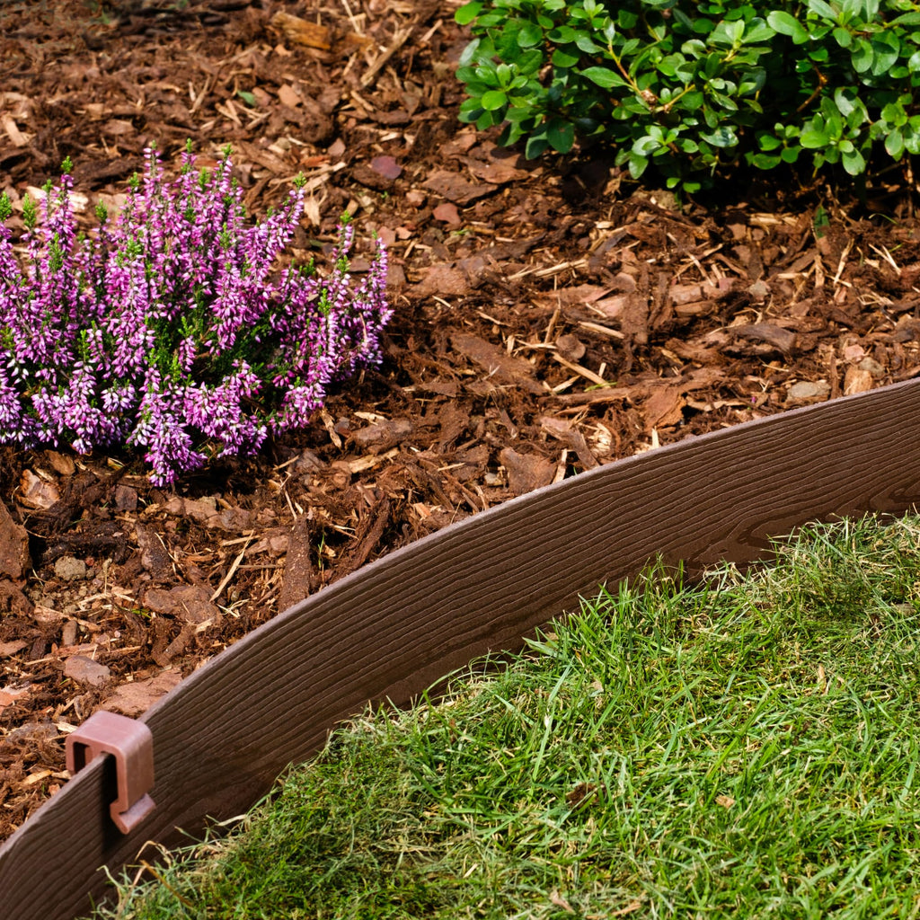 Unigardia 20m Flexible Lawn Edging – Brown Wood Design Garden Border