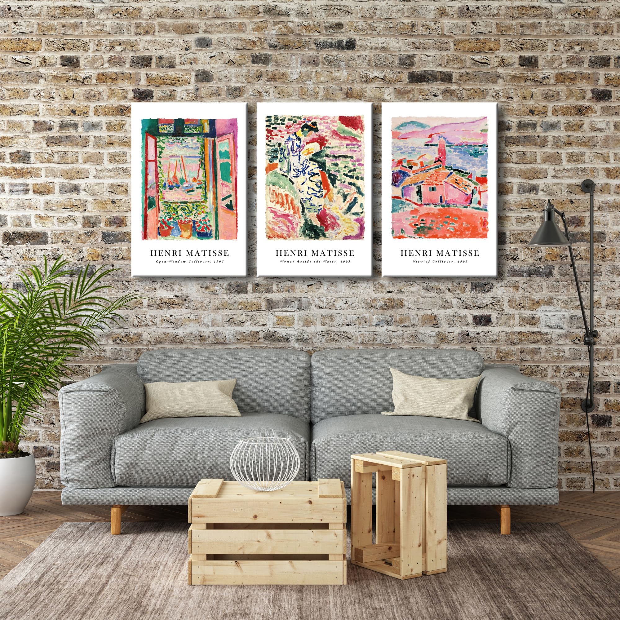 Wieco Art Henri Matisse Abstract Canvas Wall Art - 3 Piece Set 16x24in