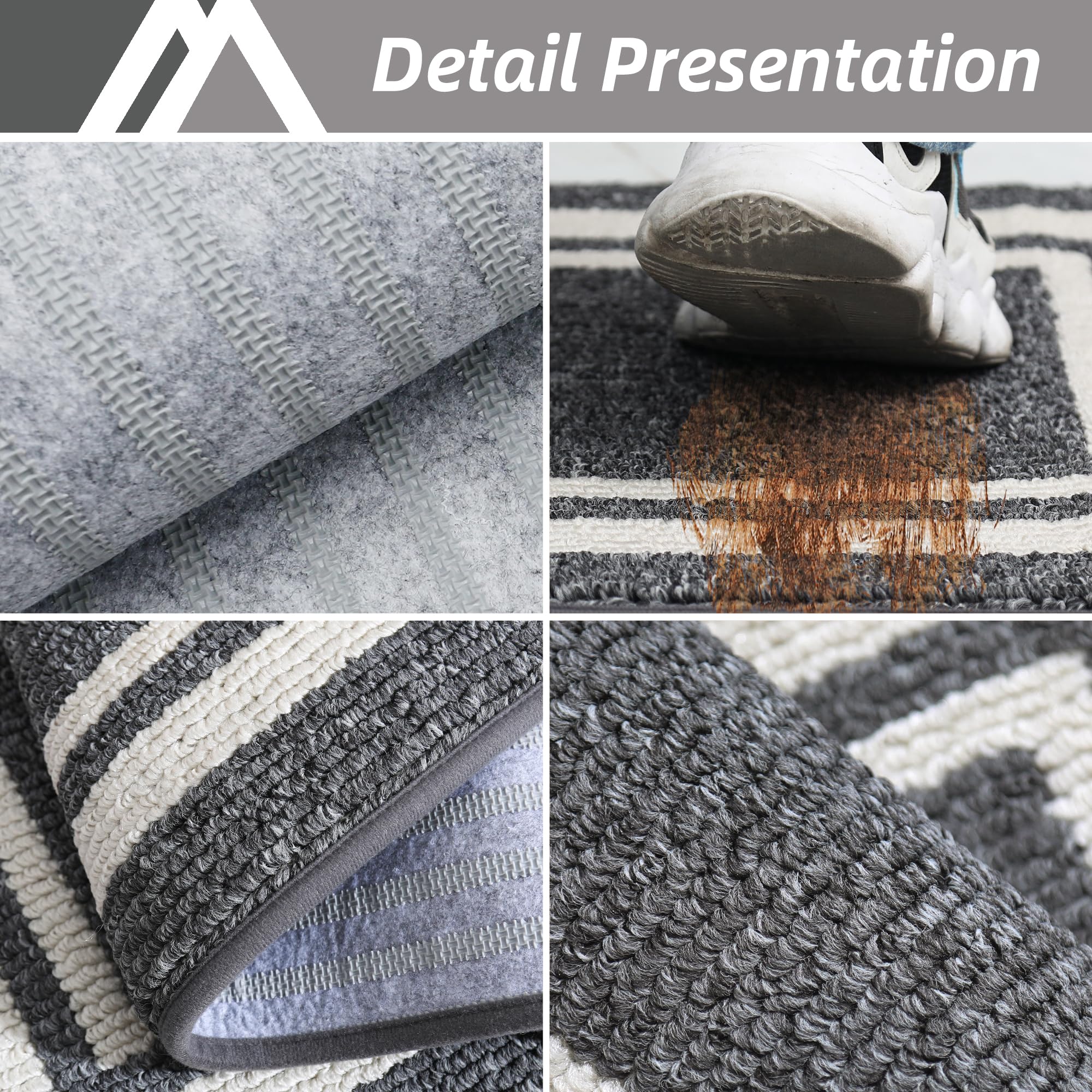 COSY HOMEER Kitchen Rugs 2-Piece Set | Non-Slip Washable Floor Mats – Grey