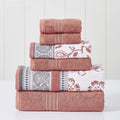 Modern Threads 6-Piece Cotton Towel Set | Jacquard & Solid – Clay