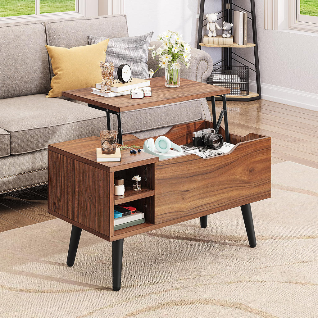 YITAHOME Lift Top Coffee Table with Hidden Compartment, Adjustable Storage Shelf, Spring Lifter, Coffee Table with Storage for Living Room - image 1