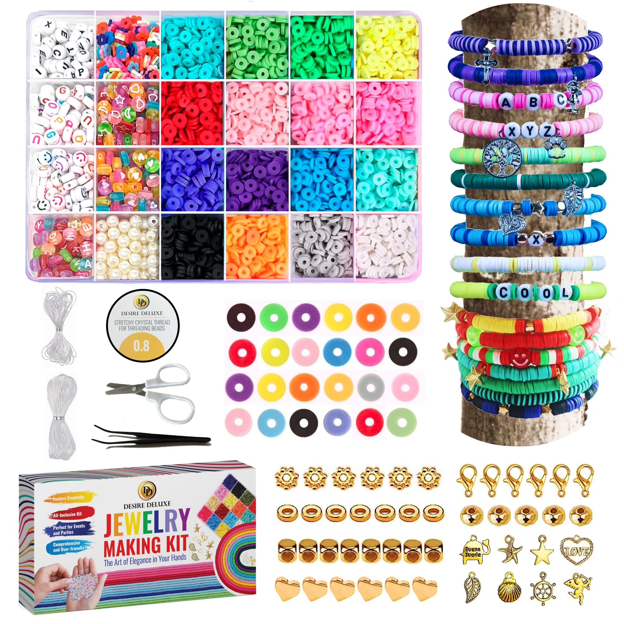 Desire Deluxe Clay Beads Jewellery Making Kit – 6084 Piece DIY Craft Set