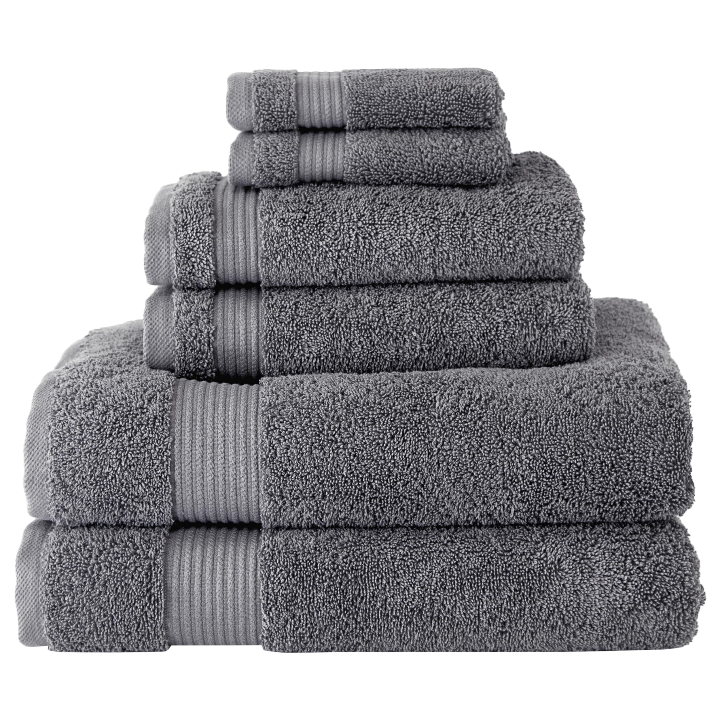 BERIBO 100% Turkish Cotton 6-Piece Towel Set, 620 GSM – Grey Serenity