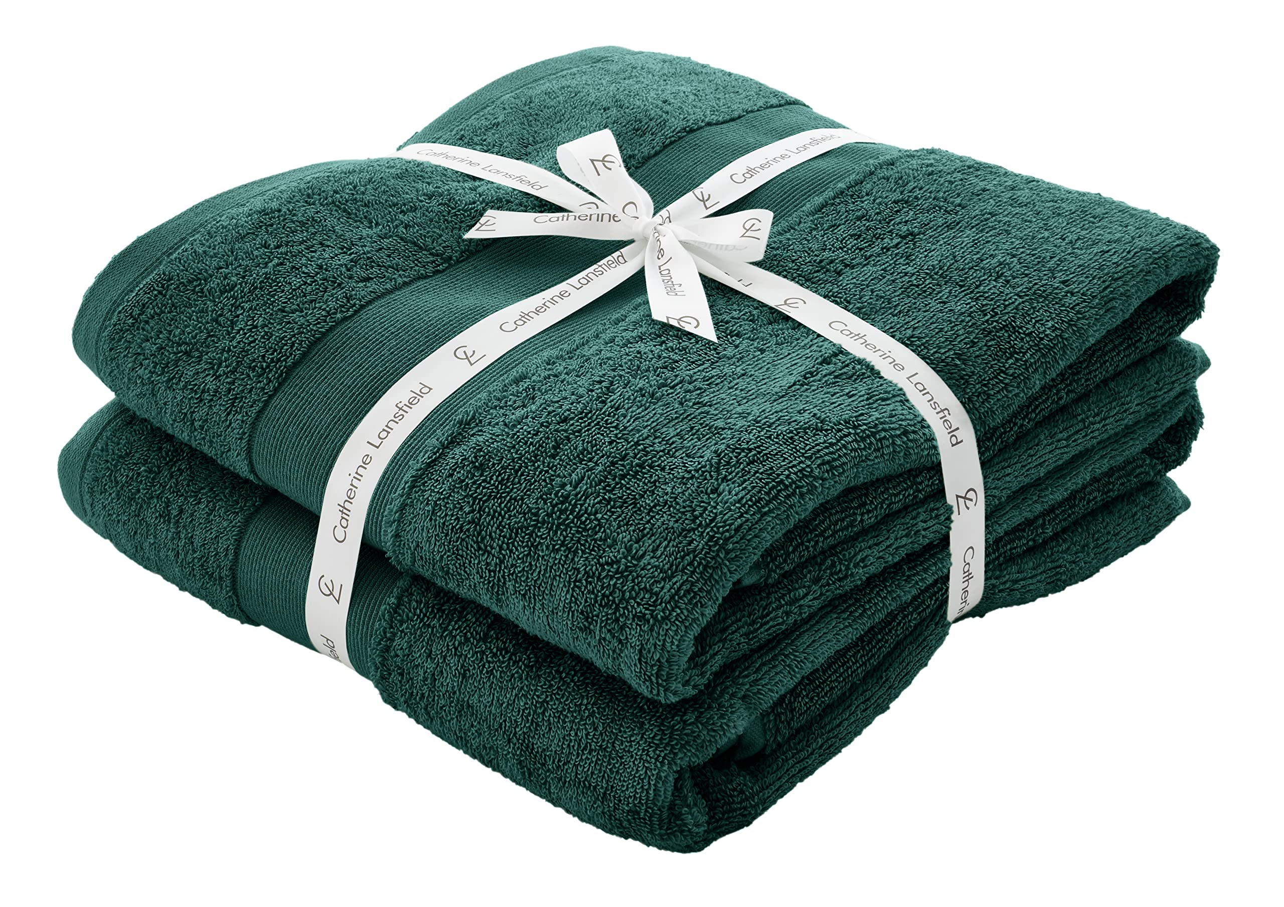 Catherine Lansfield Anti-Bacterial Cotton Bath Sheet Pair | Forest Green