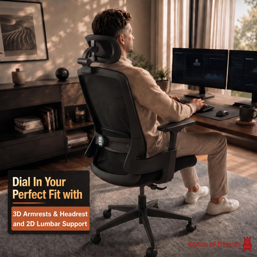 Realm of Thrones Ergonomic Office Chair, 3D Armrests and 2D Lumbar Support - image 2