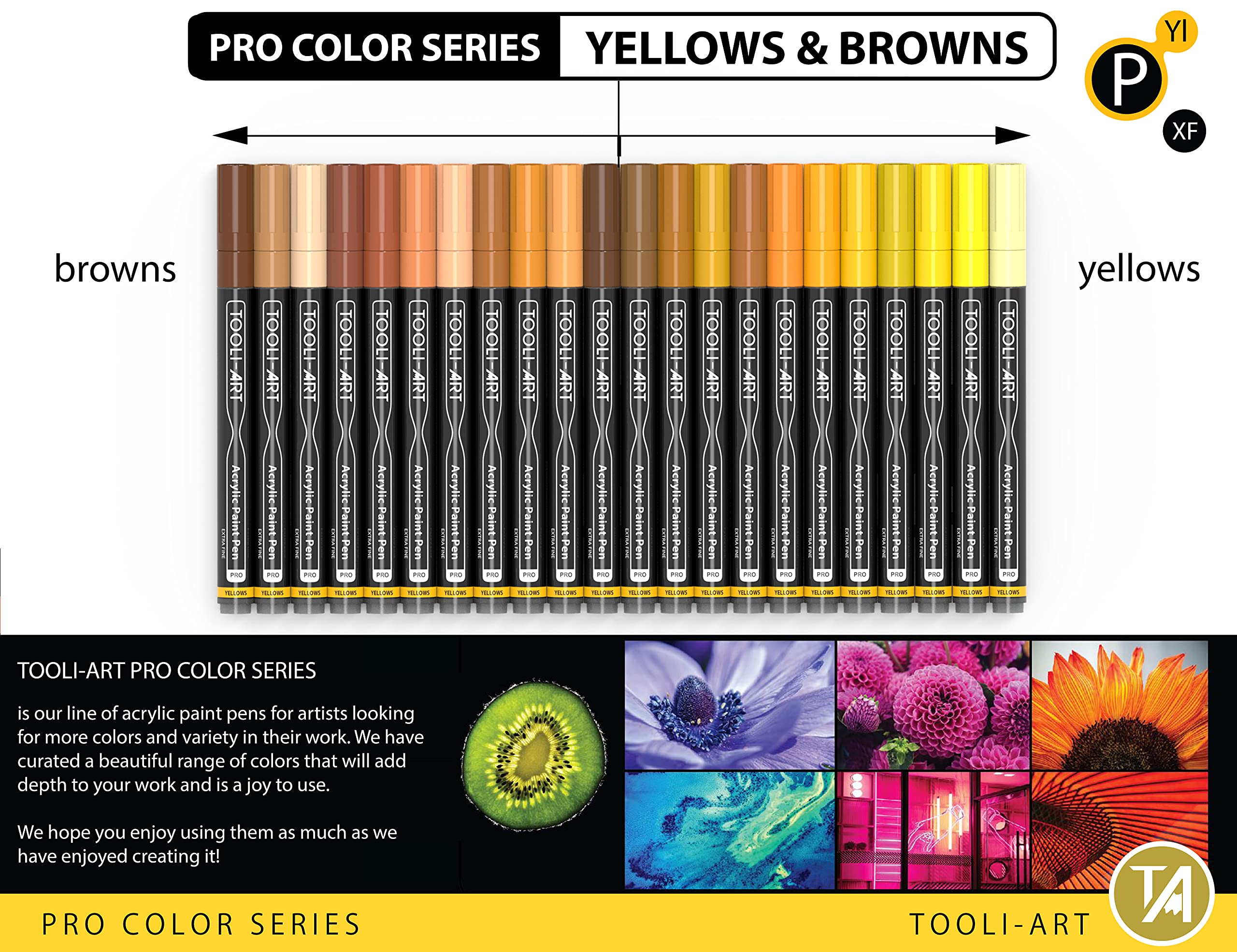 Jolof Store Acrylic Paint Pens | 22 Yellow & Brown 0.7mm Extra Fine Tip