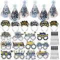 HOWAF 2026 New Years Eve Party Supplies – 36pc Glitter Silver NYE Decor