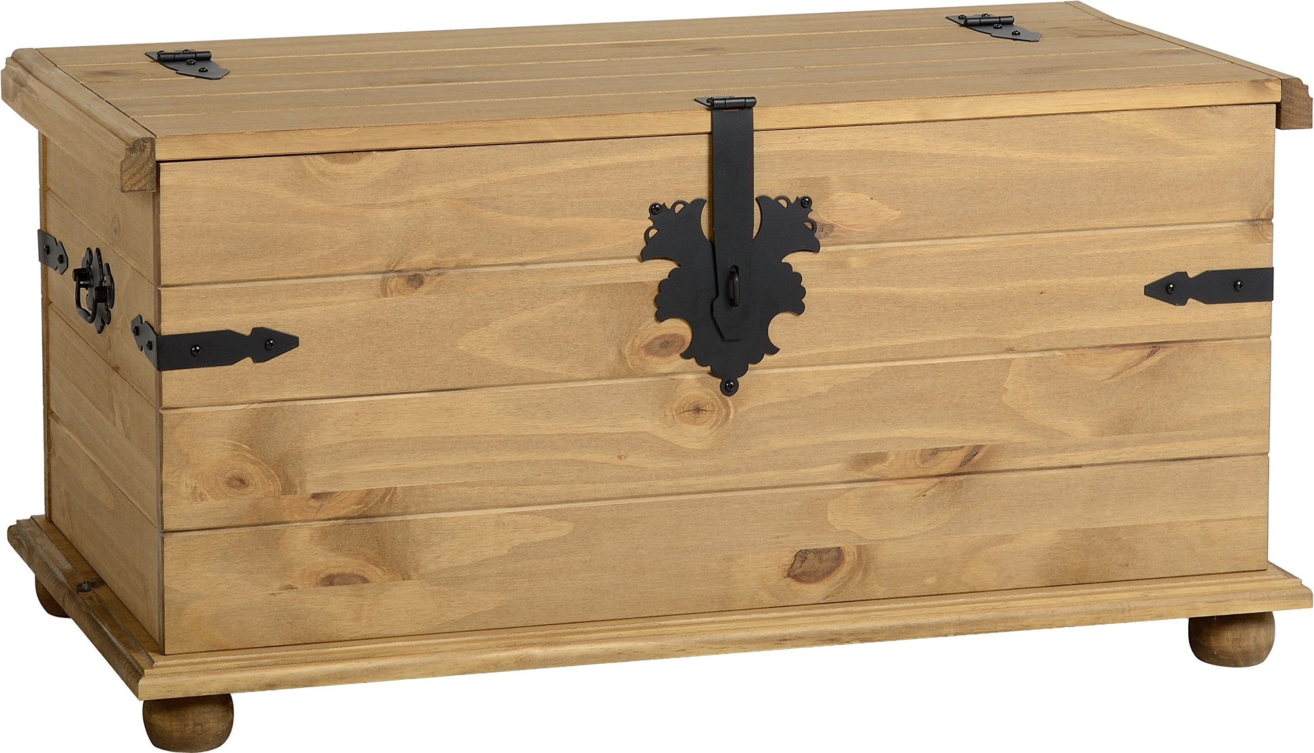 Seconique Corona Storage Chest – Distressed Waxed Pine Wooden Trunk