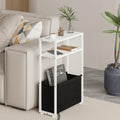 JERX Narrow Side Table with Fabric Basket, End Table for Small Spaces, Slim Side Table with Magazine Rack for Living Room Office Bedroom and Bathroom - image 1