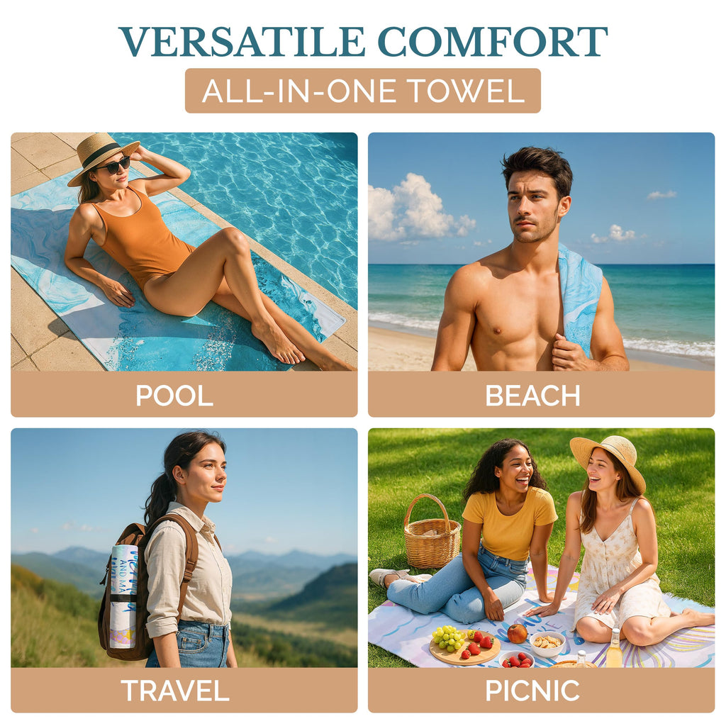 Casa Platino Extra Large Microfiber Beach Towels 2-Pack, 71"x32" – Quick-Dry, Sand-Free, Lightweight & Oversized