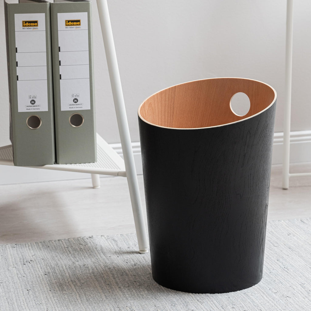 Kazai Bennet Real Wood Veneer Paper Bin – Oak Minimalist Waste Basket