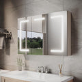 ELEGANT LED Bathroom Mirror Cabinet with Shaver Socket, Beige, 900x600mm