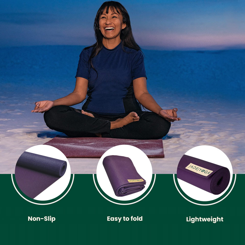Jade Voyager Travel Yoga Mat | Natural Rubber Foldable Mat - Purple