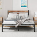 King Bed Frame – Rustic Wood & Metal Platform Bed Frame