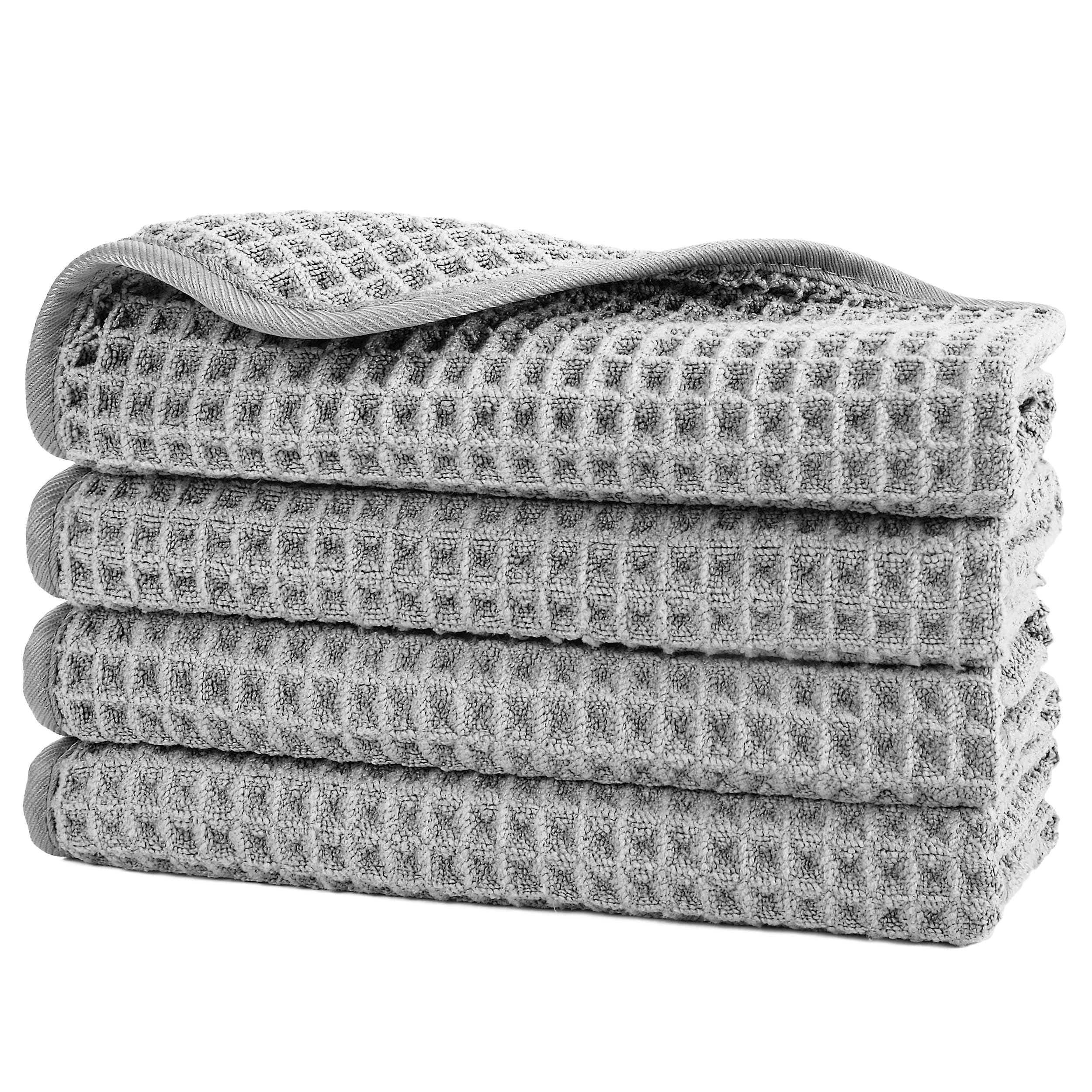 Polyte Microfibre Face Washcloths | Waffle Weave 430 GSM | 4 Pack – Beige