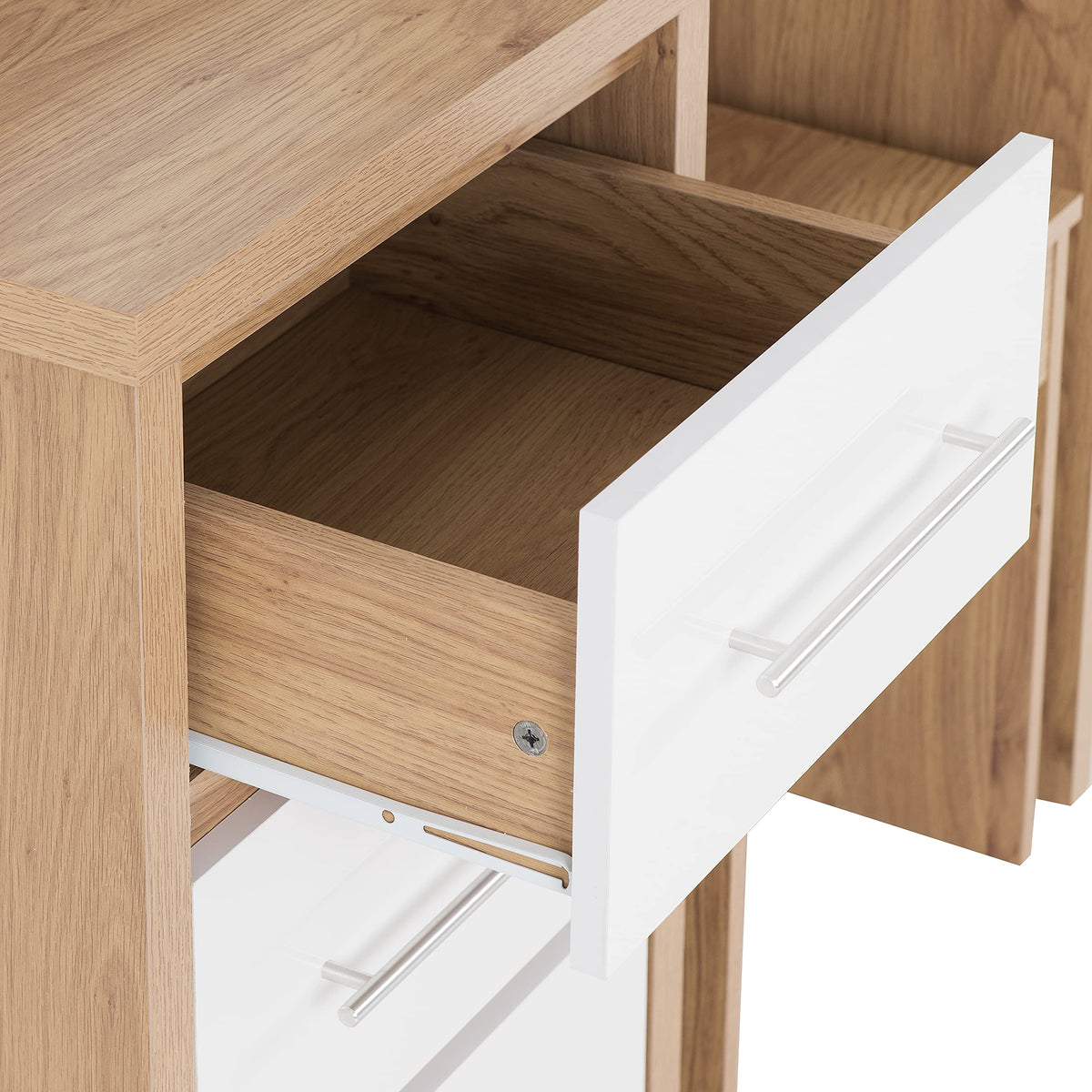 Seconique Seville Dressing Table Set in White Gloss/Light Oak Effect Veneer - image 2