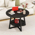 FOUBAM Round Coffee Table with Storage,Metal Small Coffee Table,Black - image 1