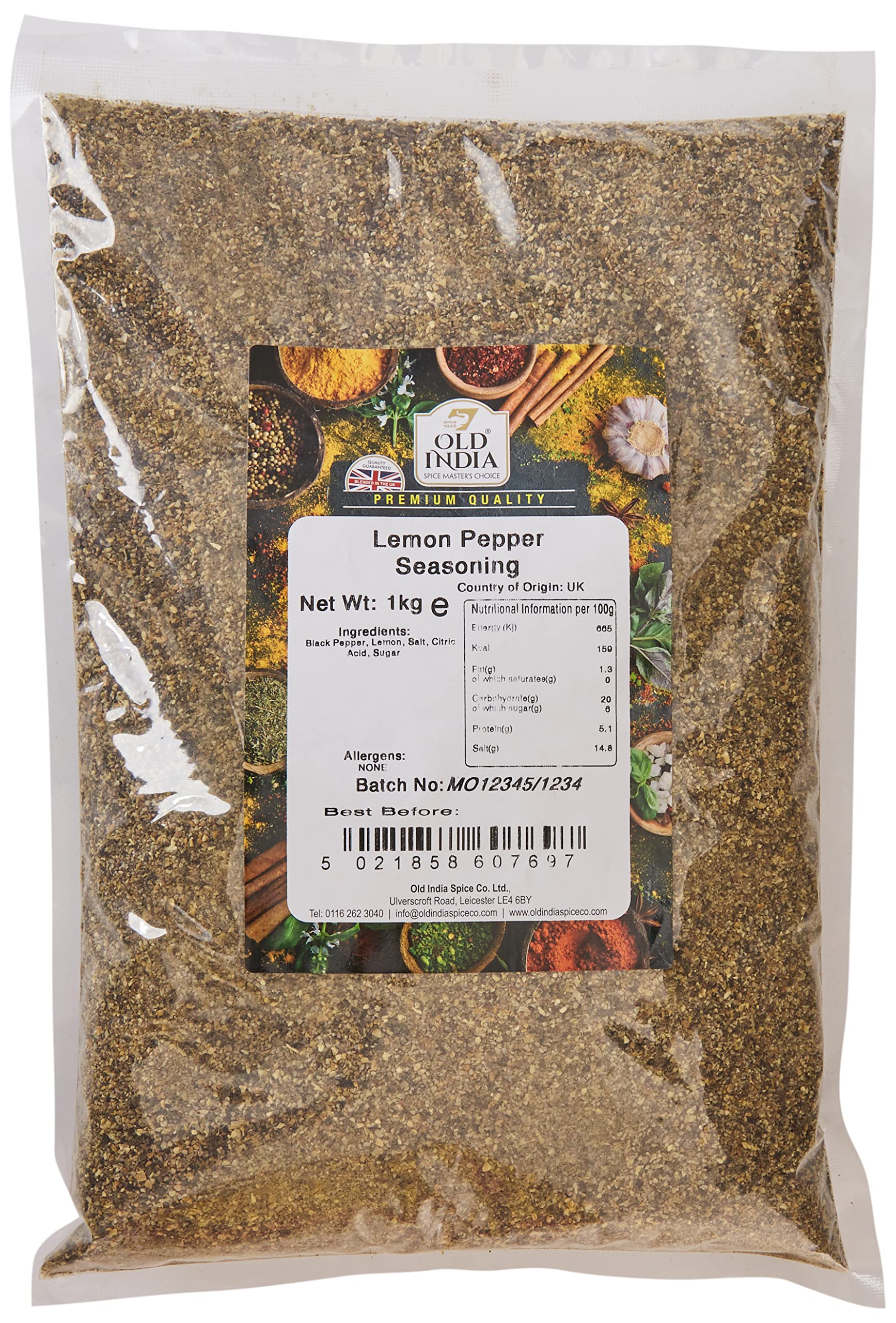 Old India Lemon Pepper Seasoning – 1kg Bulk Gourmet Cooking Spice