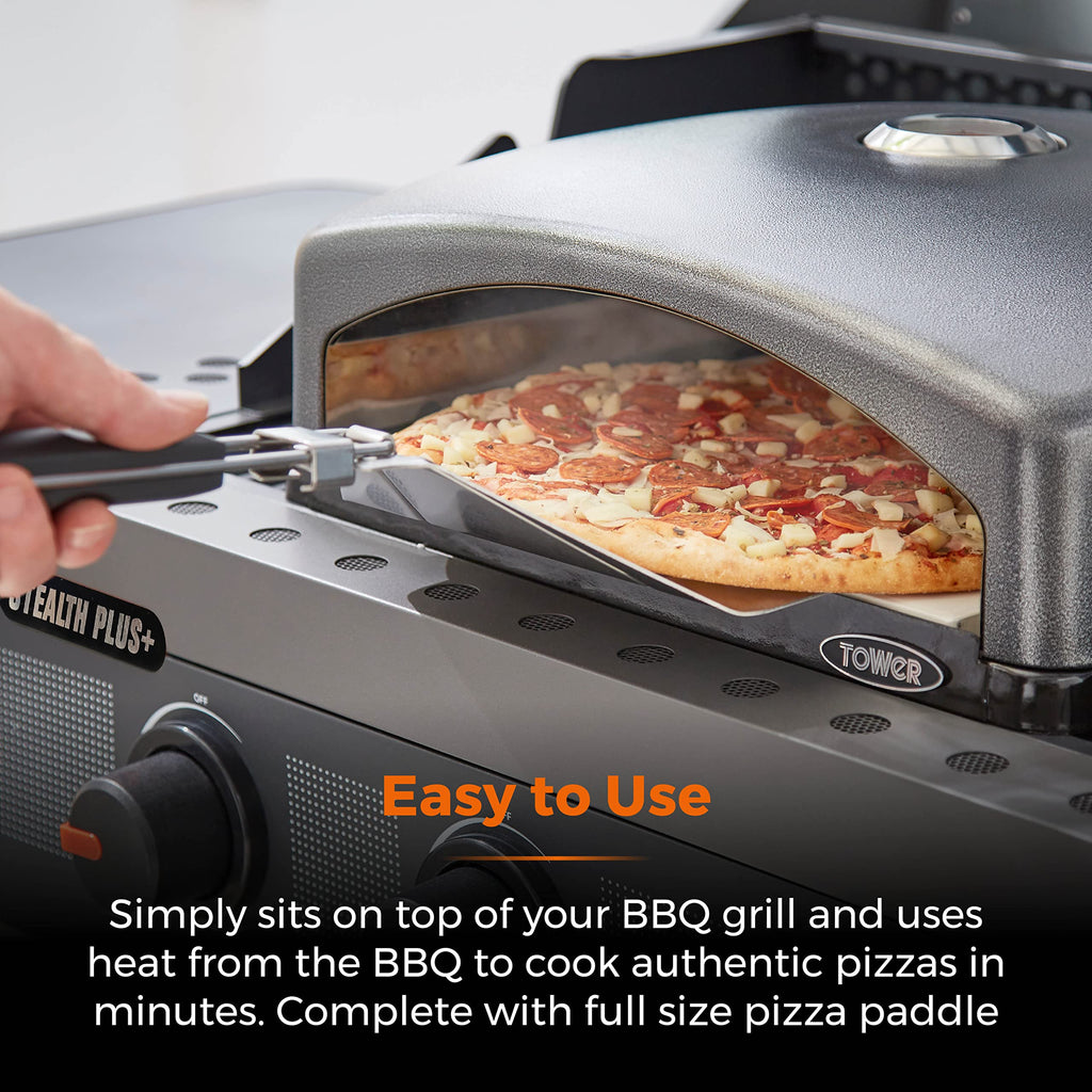 Tower Pizzazz BBQ Pizza Oven with Stone, Paddle & Bag – Fits 10" Pizzas