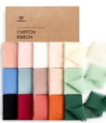 Vitalizart 15-Roll Chiffon Ribbon Set – 1.5" Handmade Fringe Silk Ribbons