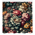Abakuhaus Floral Fabric Shower Curtain | Waterproof Peony Bathroom Decor