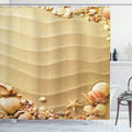 ABAKUHAUS Beach Shower Curtain | Nautical Seashell Fabric Decor, 94" Long