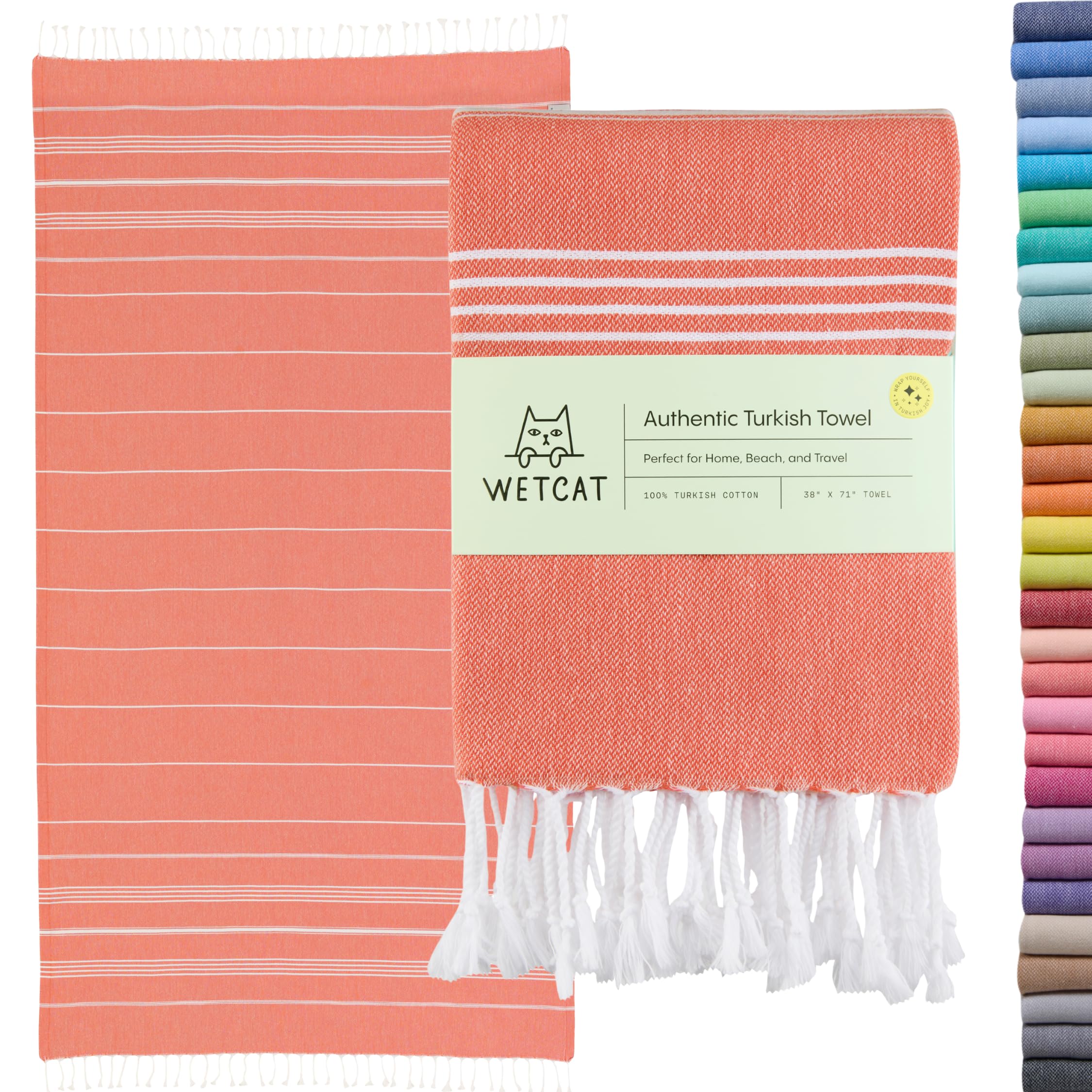 Wetcat Turkish Beach Towel | 100% Cotton Sand Free Quick Dry - Dark Coral