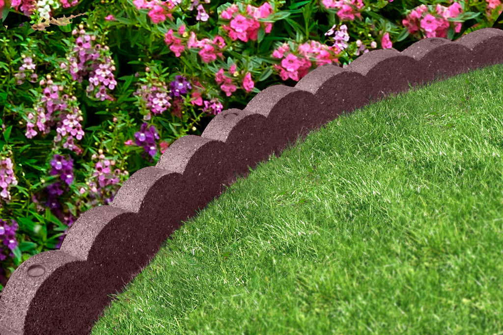 Recycled Rubber Scalloped Garden Edging - Brown, 2 Pack