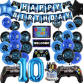 10th Birthday Gaming Party Decor Set – Blue Video Game Balloons