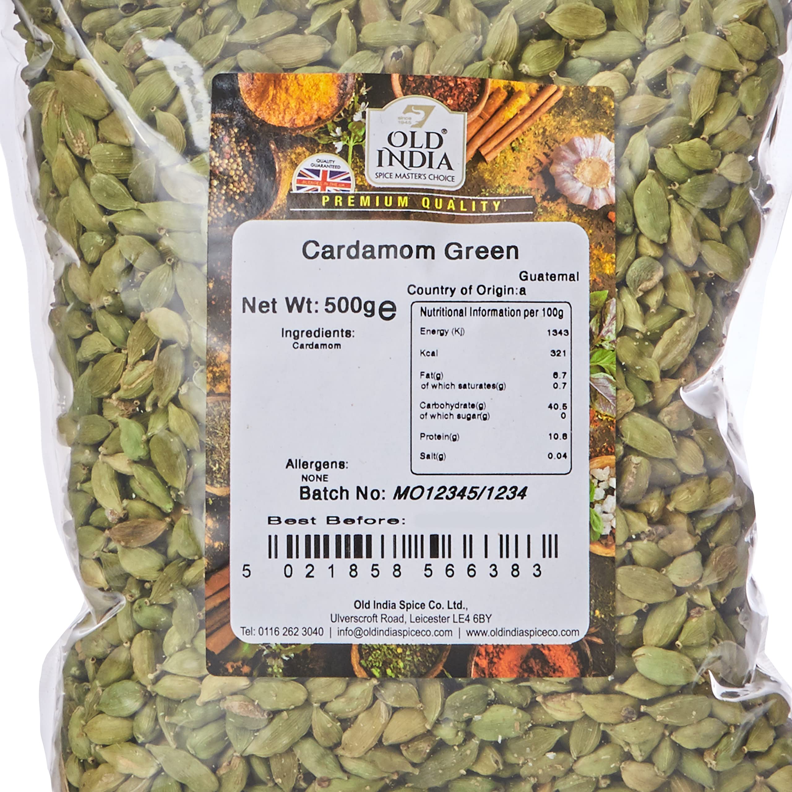 Old India Green Cardamom Pods – Premium Whole Aromatic Spice, 500 g