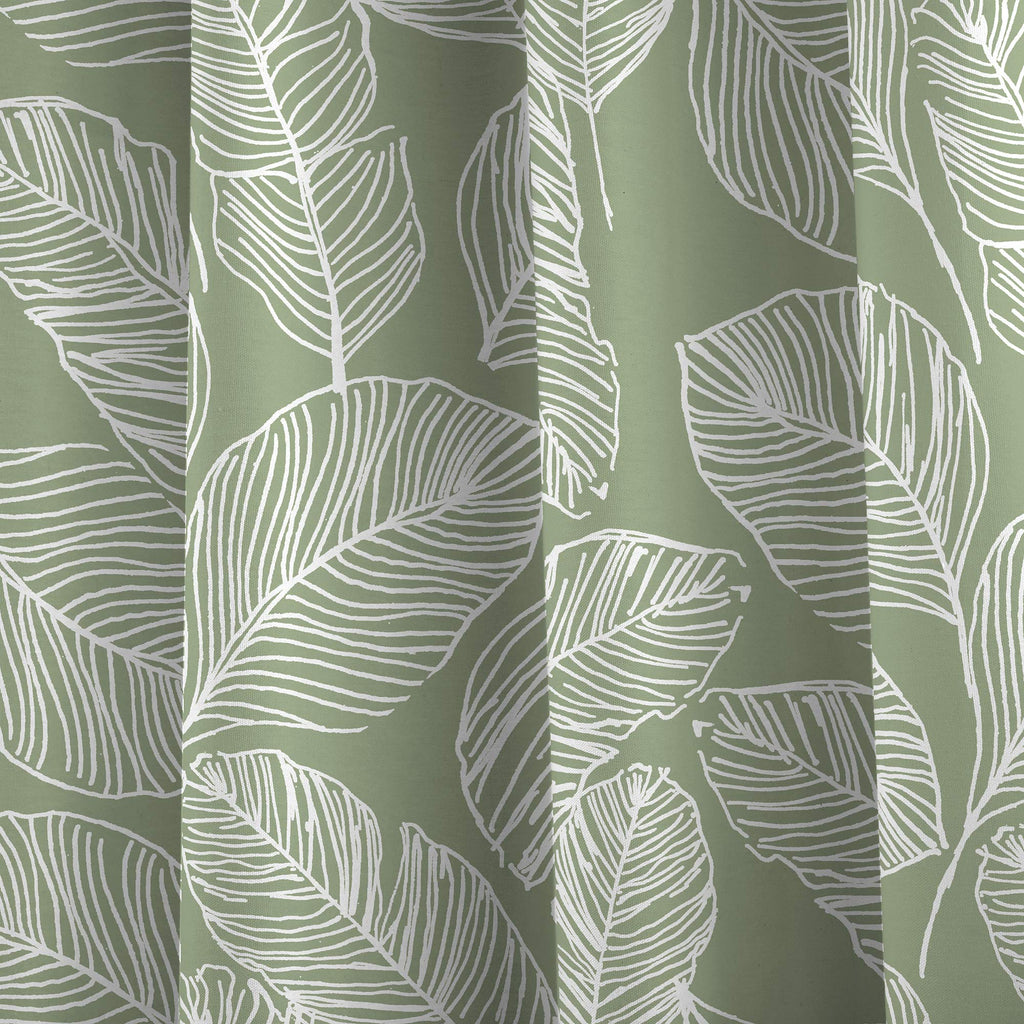 Fusion Matteo Green Leaf Cotton Eyelet Curtains – 66" x 90" (Pair)