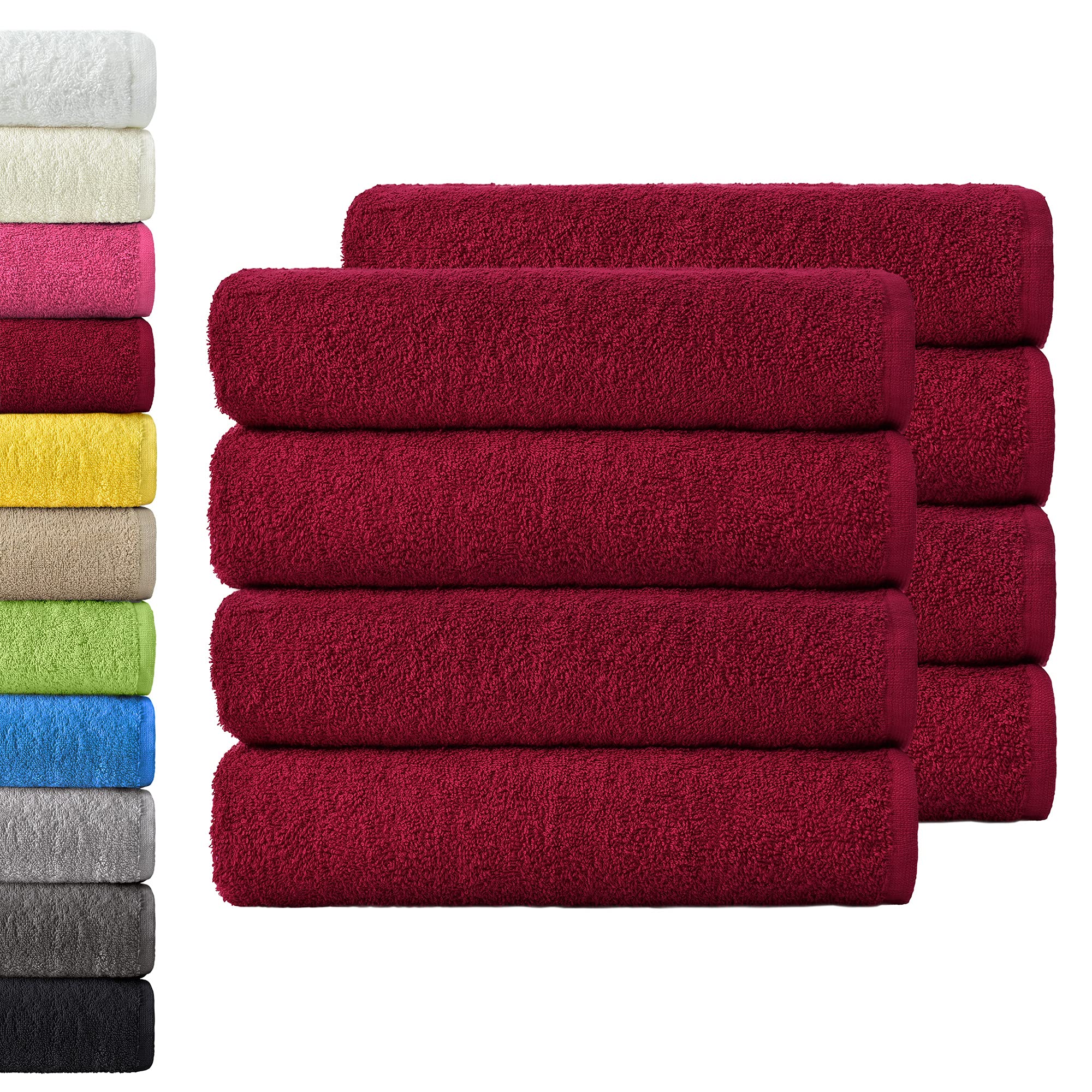 NatureMark 100% Cotton Hand Towel Set – 8 Pack, 50x100cm, Bordeaux Red