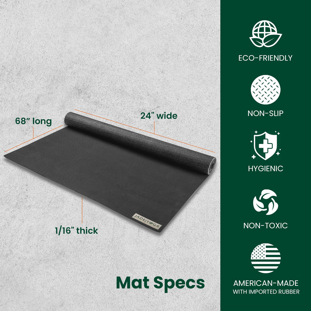 Jade Yoga Voyager Travel Mat - 1.6mm Natural Rubber - Black