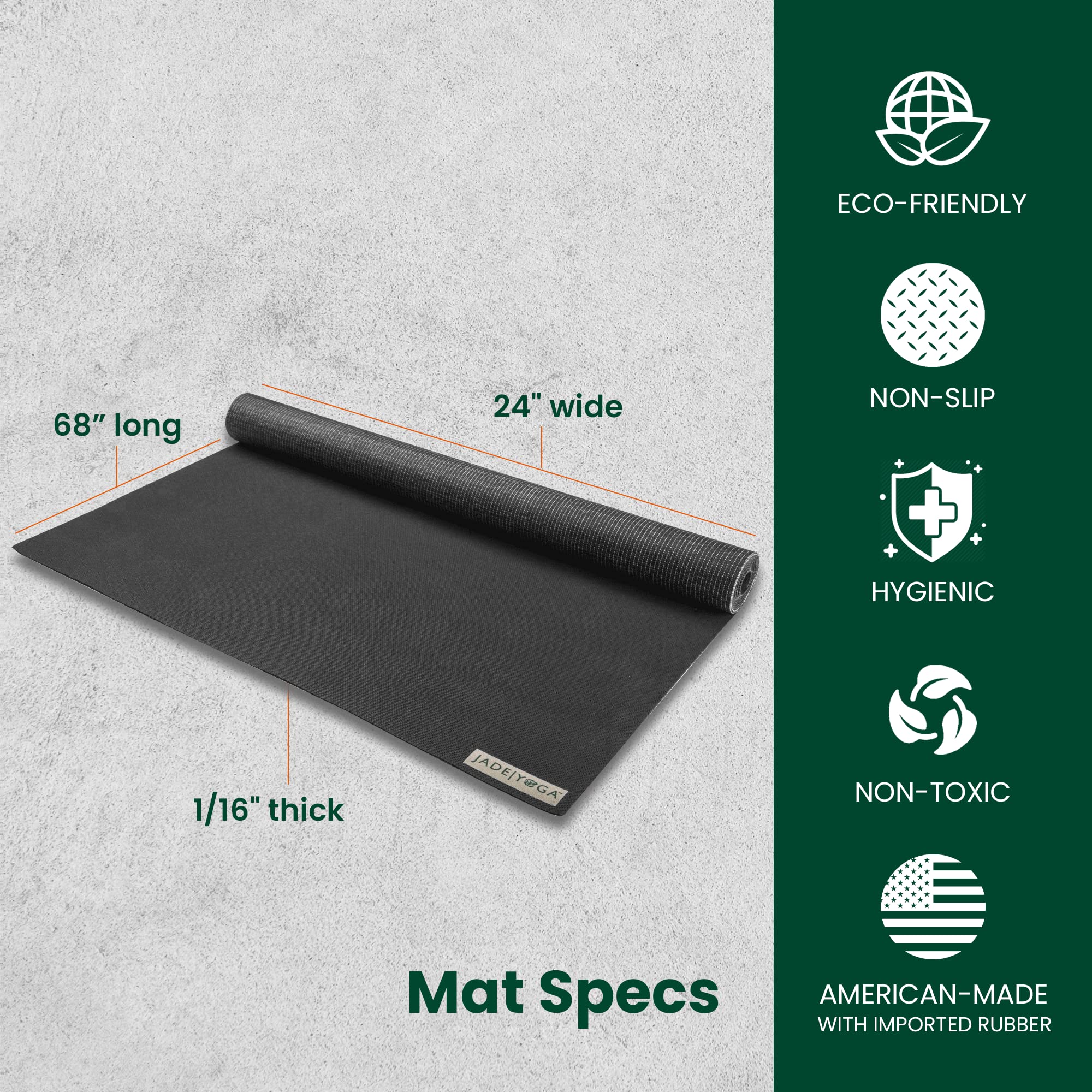 Jade Yoga Voyager Travel Mat - 1.6mm Natural Rubber - Black