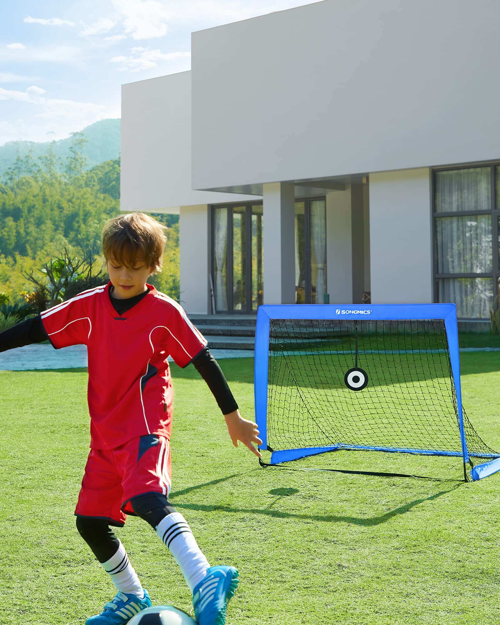 SONGMICS Portable Football Goal Set of 2 | Kids Training Nets with Cones
